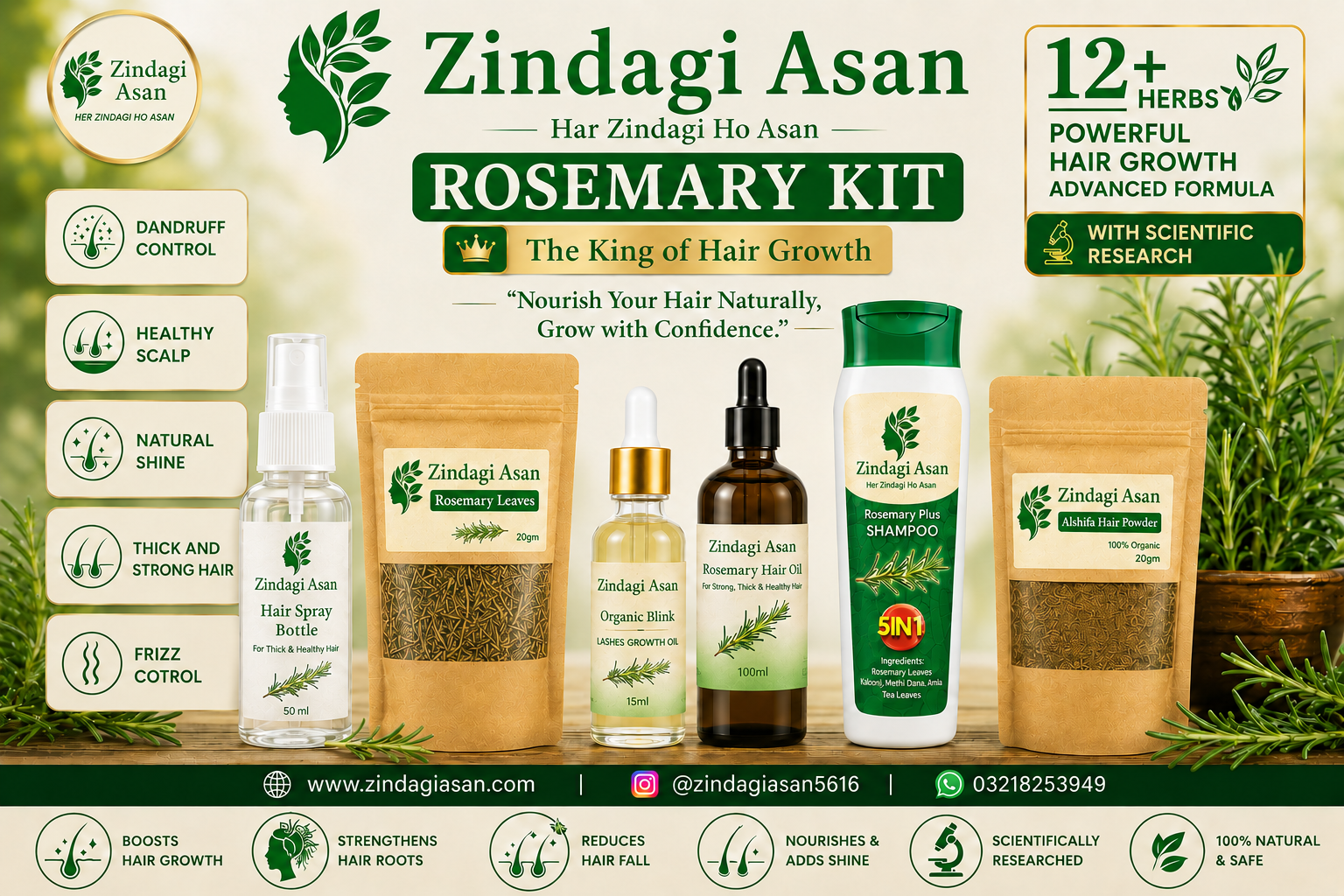 Rosemary Kit: The Ultimate Science-Backed Formula for Hair Growth by Zindagi Asan