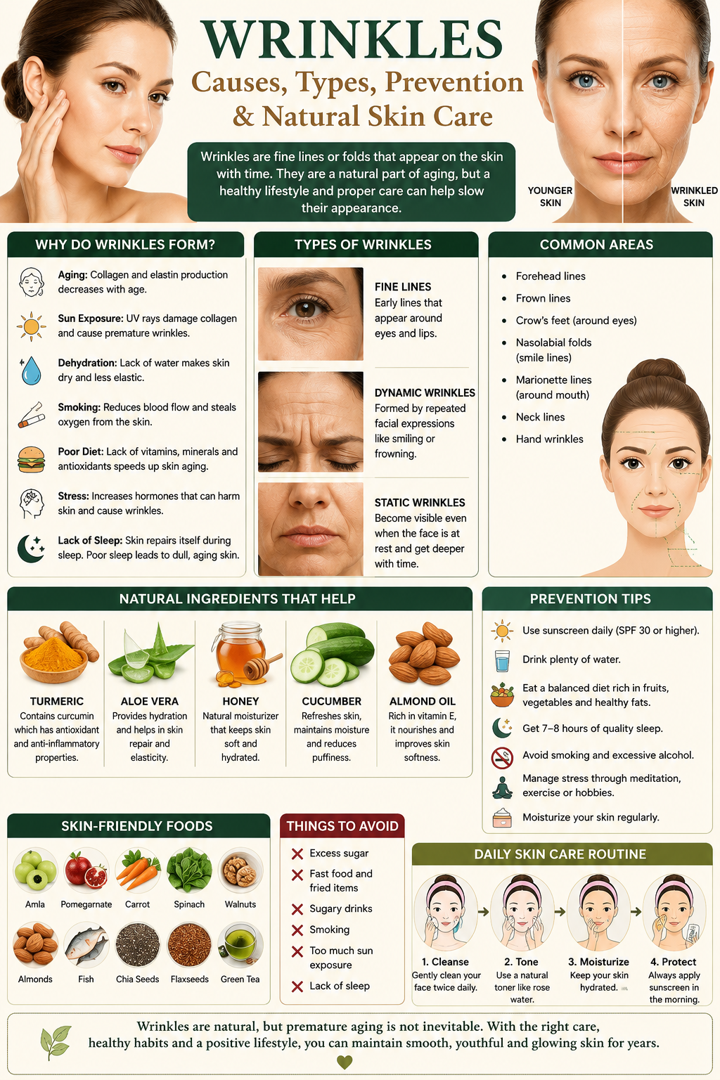 Wrinkles: Causes, Types, Prevention, and Natural Skin Care