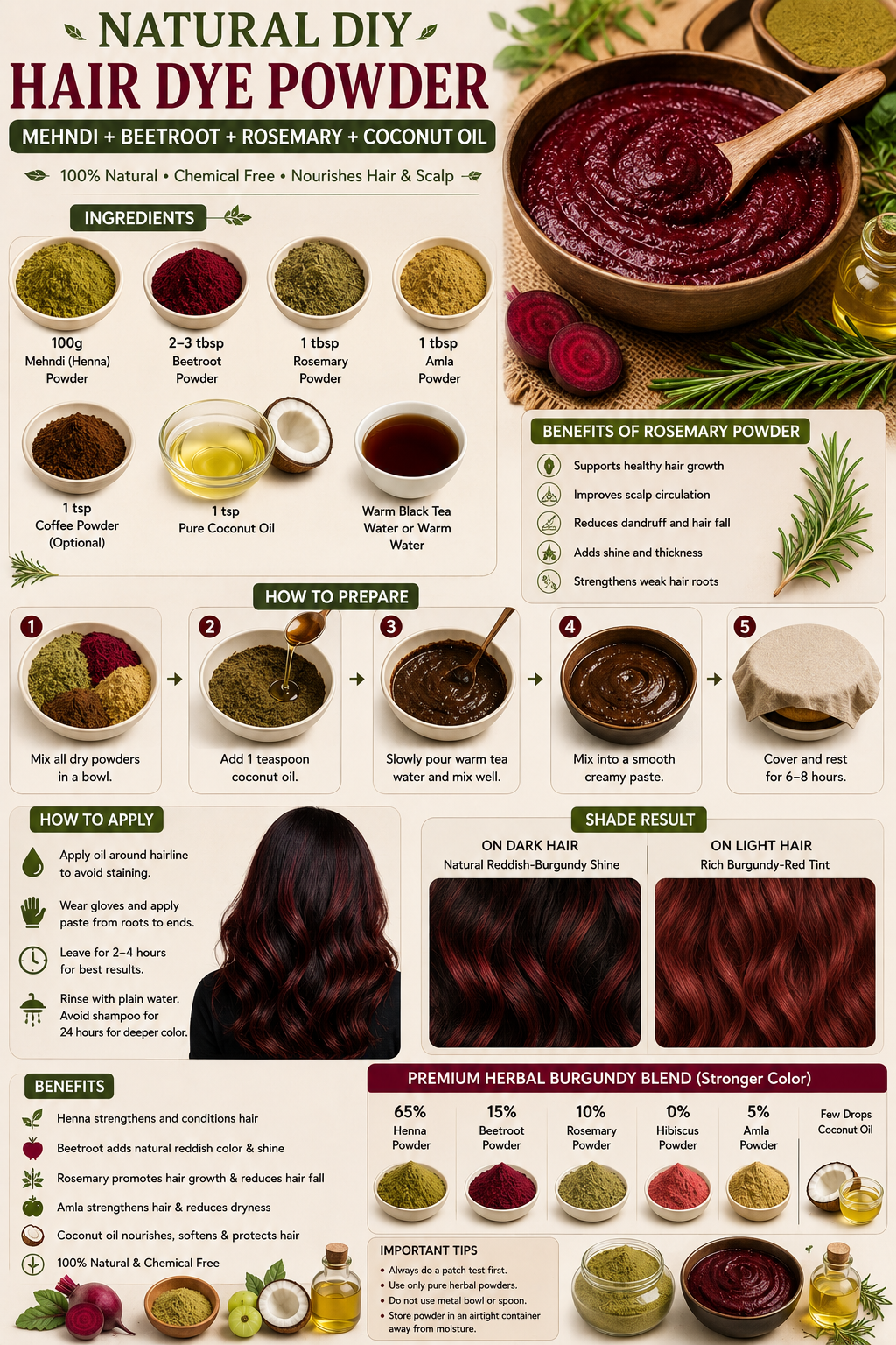 Premium Natural Hair Dye Powder Formula