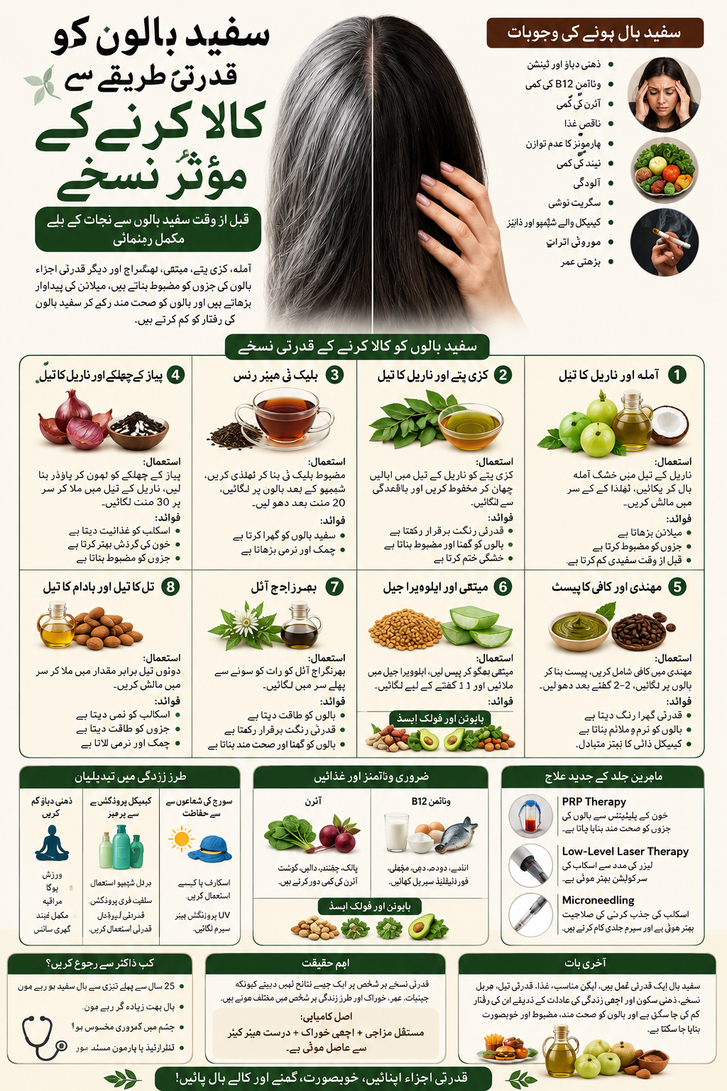 سفید بالوں کو قدرتی طریقے سے کالا کرنے کے مؤثر نسخے