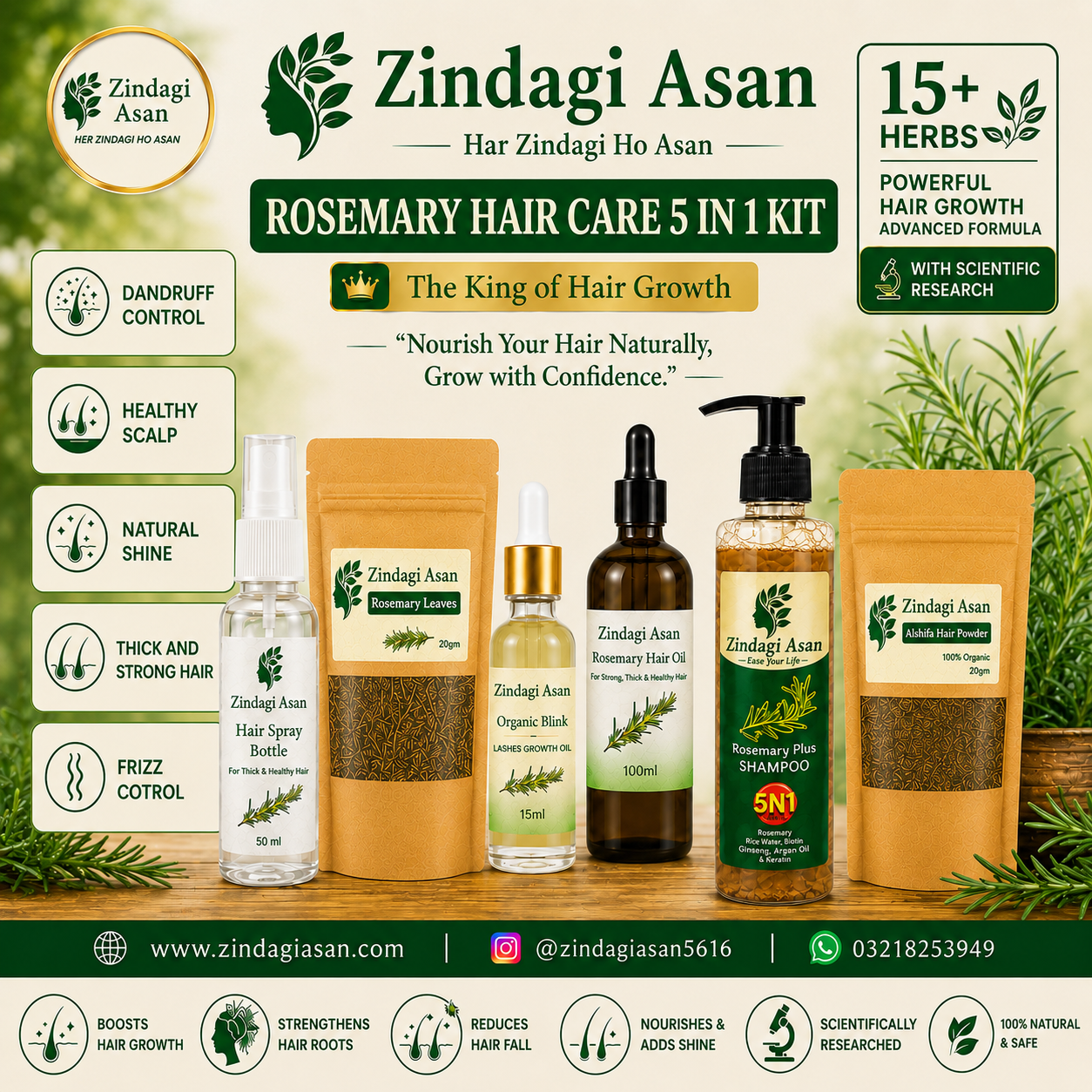 Rosemary Hair Care 5-IN-1 Kit - The King of Hair Growth (All in One Bundle)